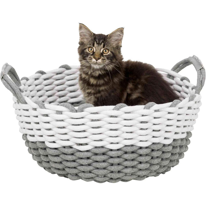 Корзина для тварин Trixie Nabou, плетена, діаметр 45 см, сіра/біла
