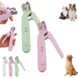 Триммер для нігтів домашніх тварин з LED-підсвічуванням 2-в-1: триммер та шліфувальник для собак та котів (рожевий+білий, рожевий+зелений)