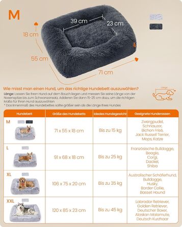 Крісло-ліжко для собак Feandrea, велике, 120 x 85 x 23 см, кошик для собак, м'яке ущільнення, диван для собак, підняті бортики, знімний та пральний чохол, антиковзаюче, Ombré сірий PGW274GA01