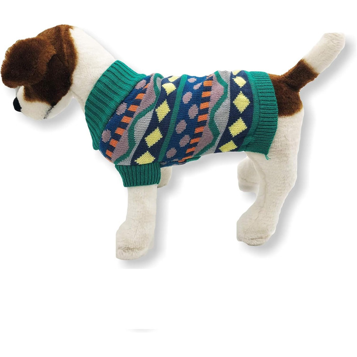 В'язаний теплий пуловер для собак, модна модель, для маленьких та великих тварин, розмір XXS (довжина 20,3 см), помаранчевий ромбік