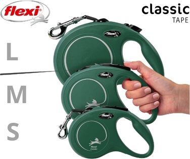Рулетка для собак Flexi Classic S, 5 м, оливковий, до 15 кг
