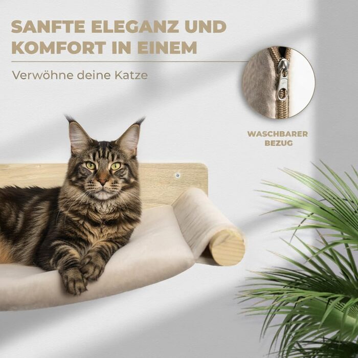 WOOWOOD® Комплект для лазіння котів - 5 частин, з масиву дерева - стіна для котів, драбина, гамак, крізьбард, меблі для котів