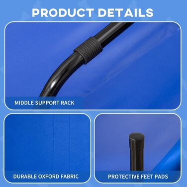 Підвищене ліжко для собак PawHut, охолоджуване, з переносною сумкою, металевий каркас, оксфордська тканина, висока щільність, 92 x 76 x 18 см, блакитне, L