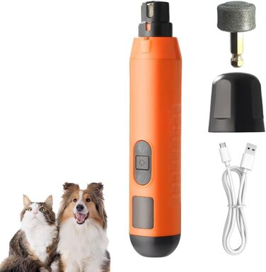 Шліфувальник для кігтів собак MiOYOOW з LED-підсвічуванням, 5 швидкостей, USB-зарядка, тихий, для собак та котів (Помаранчевий)