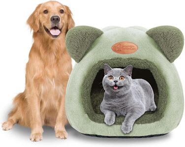 Кішка-будиночок: зручне ліжко-хатинка для котів середніх розмірів (зелене)