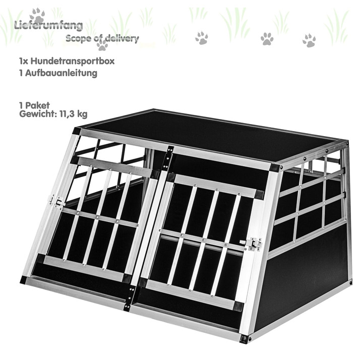 Кія для собак PETSTUFF з прямою задня стінкою, 90°, вибір розміру, 2 двері, перегородка, 89×69×50 см