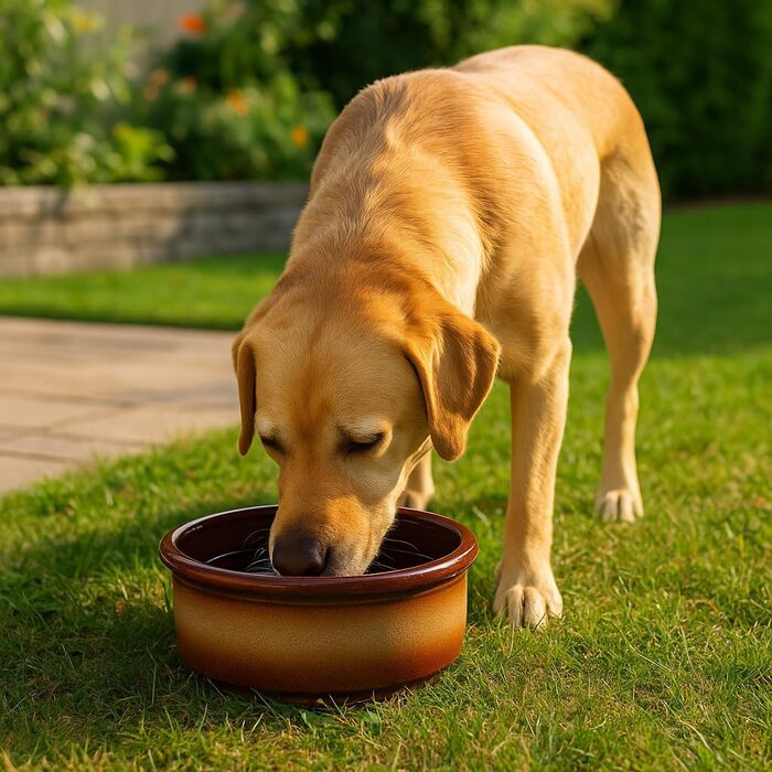 Великий миска для собак 3 літри з міцної кераміки, 25x11 см, Fressnapf, коричнева глазурована