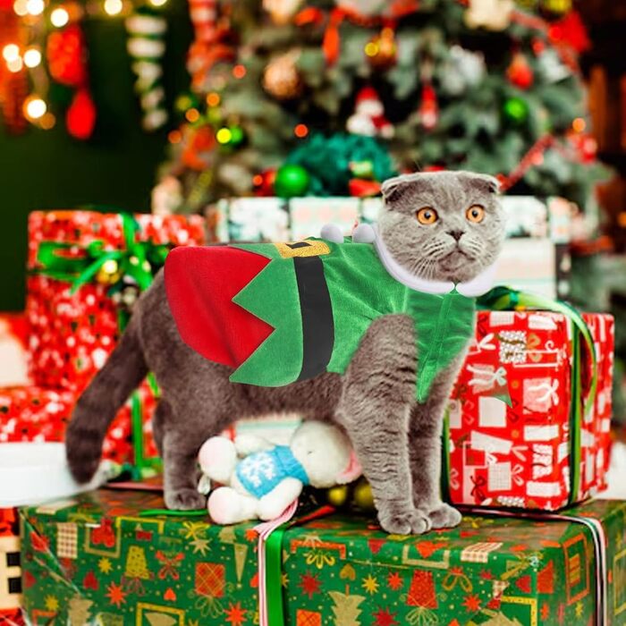 Костюм Святого Миколая для собак Threetols: теплий зимовий набір для тварин, костюм для собак, тепла куртка, набір для собак, святкова одіяння, середній розмір