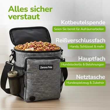 Сумка для ласощів для собак – практична сумка для тренувань з додатковим поясом – сумка для корму для собак, сумка для тренувань та прогулянок – міцна, водостійка сумка для ласощів для собак для подорожей