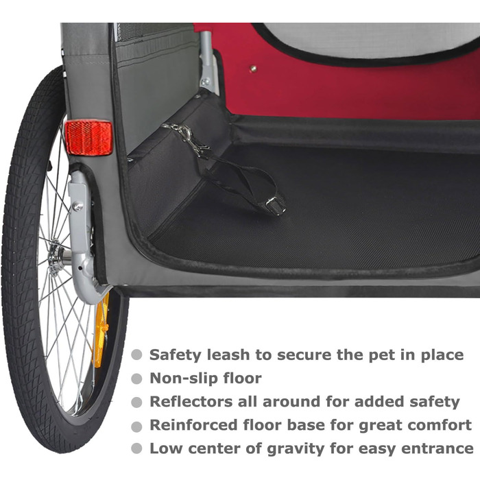 DOGGYHUT® Преміум великий велосипедний причіп для собак об'ємом 270 літрів, підходить для середніх та великих собак (ЧЕРВОНИЙ)