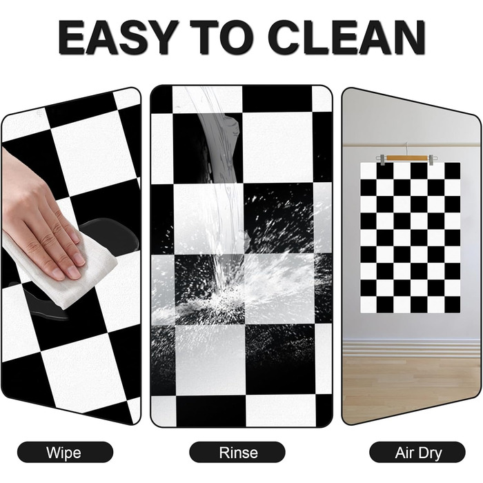 Килимок для котячого/собачого корму BLESWIN - 51x30,5 см, чорно-білий, антиковзаючий, для мисок