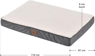 Ортопедичне ліжко для собак Juskys Milow 112x81 см, м'яке, міцне, знімний та праний чохол, подушка та мат для великих собак, бежеве