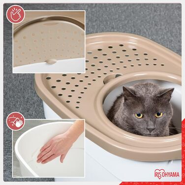 Котлован для котів Iris Ohyama TECL-20 Beige Mittel: закритий, XXL, BPA-free, для великих котів та кошенят
