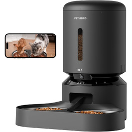 Автоматична годівниця для котів PETLIBRO 5 л з 1080P камерою, Wi-Fi 5G, додатком, нічним баченням, сигналом руху та звуку, для сухого корму, підходить для кількох домашніх тварин