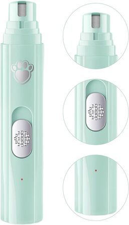 Безшумний шліфувальник для собак 2024, акумуляторний, 2 швидкості, 3 насадки, USB-зарядка, догляд за шерстю, зелений