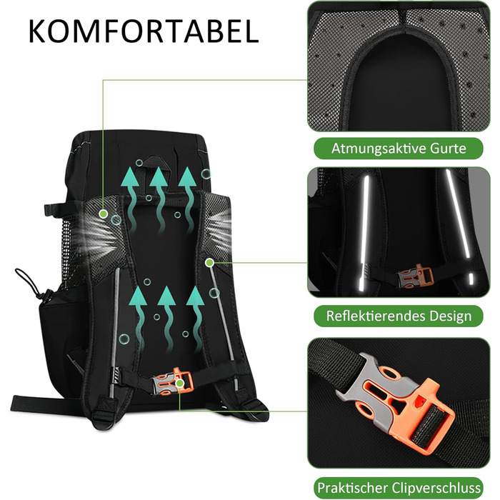 Рюкзак для собак ASOPETS, сумка-переноска, регульований, для середніх собак, для прогулянок, походів, кемпінгу, альпінізму, подорожей (вугільний чорний, M)