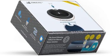 Автоматична поїлка Torus Pet Maxi для собак і котів, 2 л, синя, з фільтром, антимікробна, BPA-free, для дому і подорожей, не протікає