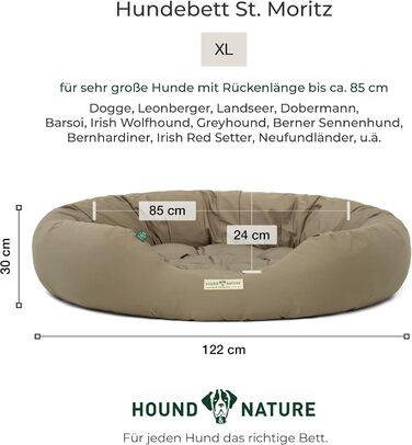 Екологічне кругле ліжко-донат для собак HOUND & NATURE St. Moritz, дуже велике, м'яке, пране, 122x115 см, тауп