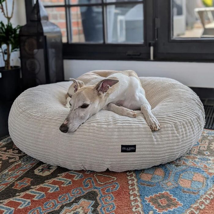 Підстилка для собак EDEL&SCHNELL з можливістю заміни чохла, світло-бежева, діаметр 125 см, м'який бавовняний корд