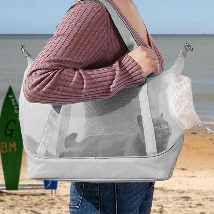 Переноска для собак та котів, регульована сумка-переноска для маленьких собак та котів, сумка для подорожей, переноска для цуценят, переноска для собак, сумка через плече для подорожей, м'ятно-зелений (сірий)