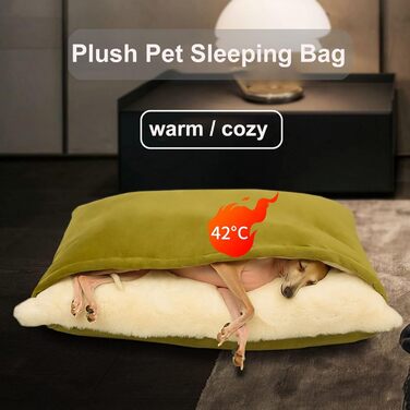 Ортопедичне ліжко-будка для собак з підстилкою, 75x60x23 см, Хакі