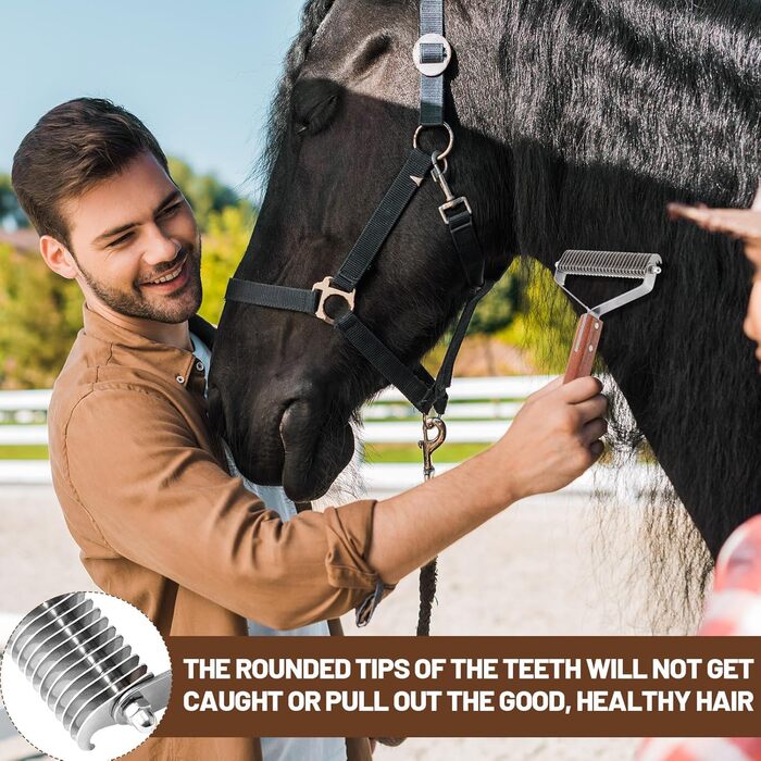 Гребінець для вичісування шерсті тварин Abbylike з 27 нержавіючих лез та дерев'яною ручкою, для собак, котів, всіх типів шерсті