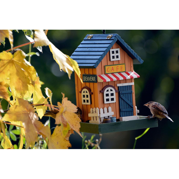 Дім для птахів Dobar® 25119FSC - дерев'яна годівниця для птахів у стилі Вестерн, 18x18x23 см, кольоровий (кафе)