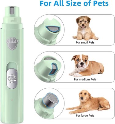 Шліфувальник кігтів для собак та котів Dr. Pfoten Pro Set – Безболісний догляд за кігтями для малих, середніх та великих порід – 2 швидкості, білий (17.5*8*4CM, зелений)