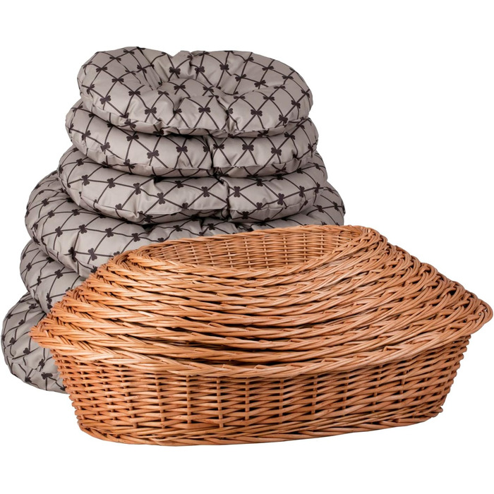 Корзина для собак з ротангу, корзина для тварин, корзина для котів (Бежева, 100x75 H27)