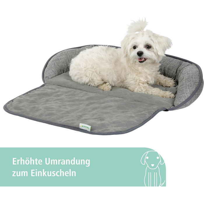 Подушка для домашніх тварин Kerbl Emalia, сіра, 60x40x12 см, поліестер. Підходить для собак та котів, захист меблів