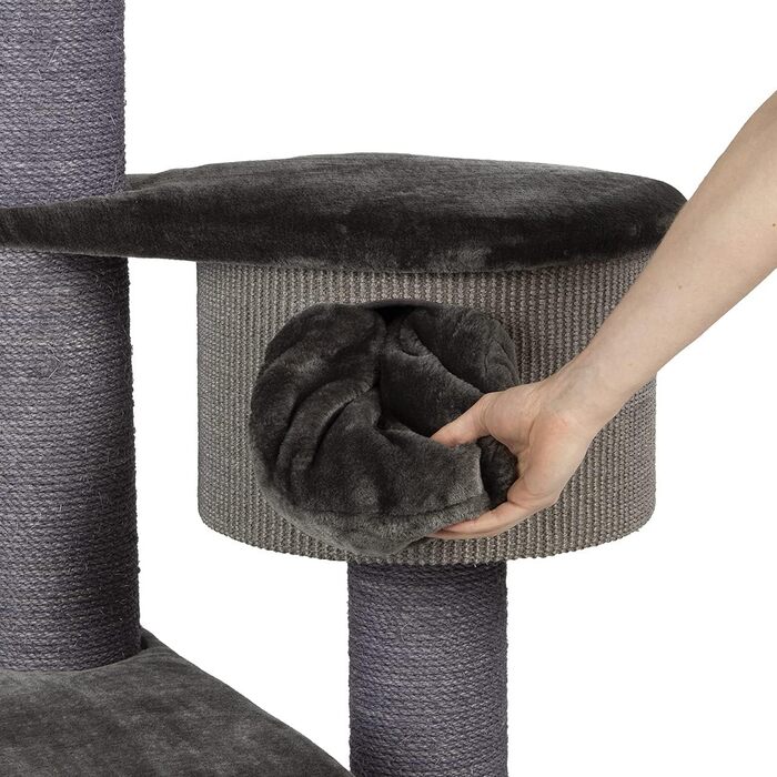 Котячий дряпак CanadianCat Coony 130 XXL, сірий, з товстою сизалевою стійкою 15 см – міцний килимок, кішковий комплекс для великих котів