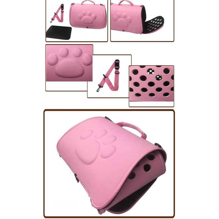 М'яка переноска для тварин з регульованим ременем на плече - легка сумка для цуценят та маленьких собак, рожевого кольору. Підходить для відвідування ветеринара, міських прогулянок, подорожей та активного відпочинку на природі.