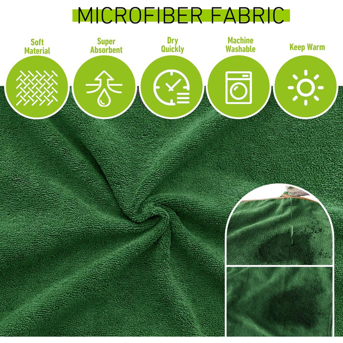 Рушник для собак, халат з мікрофібри, швидковисихаючий, надзвичайно поглинаючий, регульований комір, поясний ремінь, XXX-Large, зелений