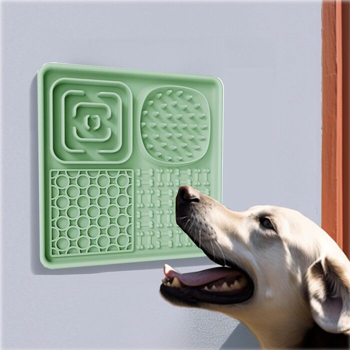 Силіконовий килимок для собак та котів - антистрес, без BPA, з великим присоском (сірий+зелений)