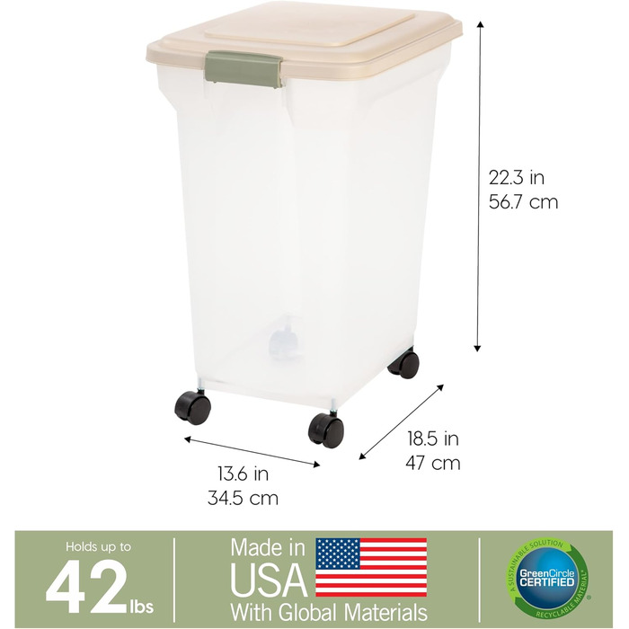 IRIS USA Контейнер для корму для тварин, герметичний, 67 л