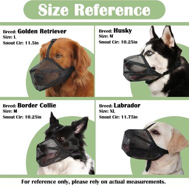 Нашийник-маска для собак Mayerzon: м'який сітчастий нашийник-маска, анти-укус, дихаючий, регульований. Підходить для німецької вівчарки, лабрадора, голден ретривера. Розмір S, обвід морди 8½'-9½'.
