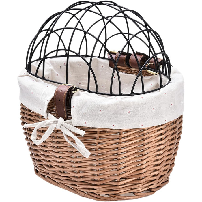 Плетенний велосипедний кошик для собак і котів | Велосипедна переноска для тварин з металевим захистом | Підходить для прогулянок та подорожей