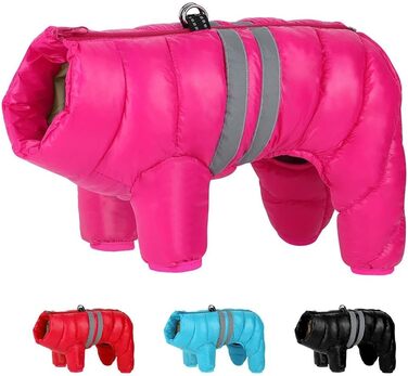 Зимова тепла куртка для собак, водонепроникна та вітронепроникна, з відбиваючими елементами. Підходить для Йоркширського тер'єра, мопса, чихуахуа, лабрадора. Червона.