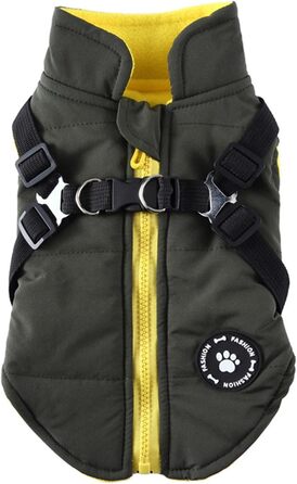 Зимовий теплий одяг для собак: жилет та куртка з повдком, водонепроникний костюм Baumwolle (зелений, S)