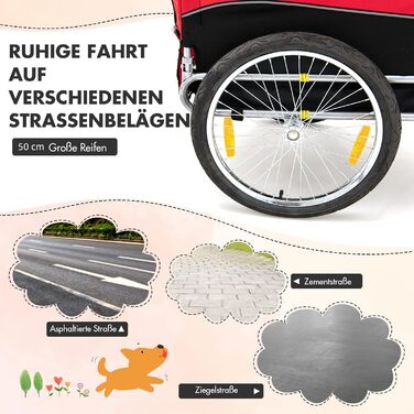 Фahrradanhänger GYMAX: Возик для собак на велосипеді, червоний, до 40 кг, 3 входи, складна конструкція