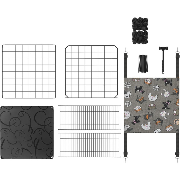 Металевий вольєр для котів UISEBRT для вулиці та дому, 3-ярусний, з піддоном, 2 сходами та 3 дверцятами, DIY вольєр для тренувань, відпочинку або як зовнішній вольєр (4 рівні)