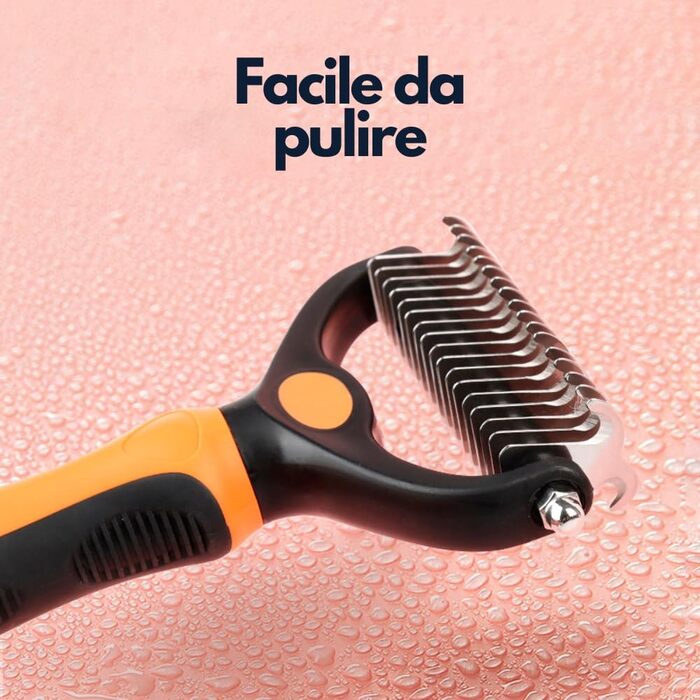 Щітка для грумінгу тварин 2-стороння: для собак та котів, видаляє підшерстя, не травмує шкіру (Помаранчевий)