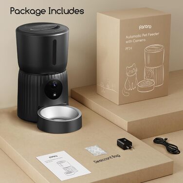 Автомат годівлі для котів Faroro з Wi-Fi, 1080P HD відео, нічне бачення, 4L, для котів/собак, двосторонній аудіо, керування через APP, антиблокувальний сенсор, подвійний примус