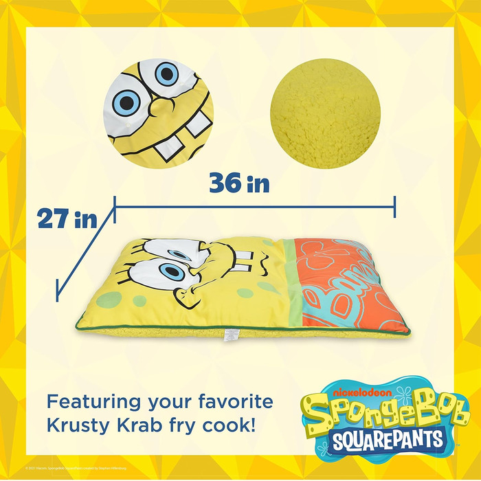 Ліжко для собак Spongebob Squarepants – м'яке, міцне, пране, плюшеве, стильне ліжко для домашніх тварин