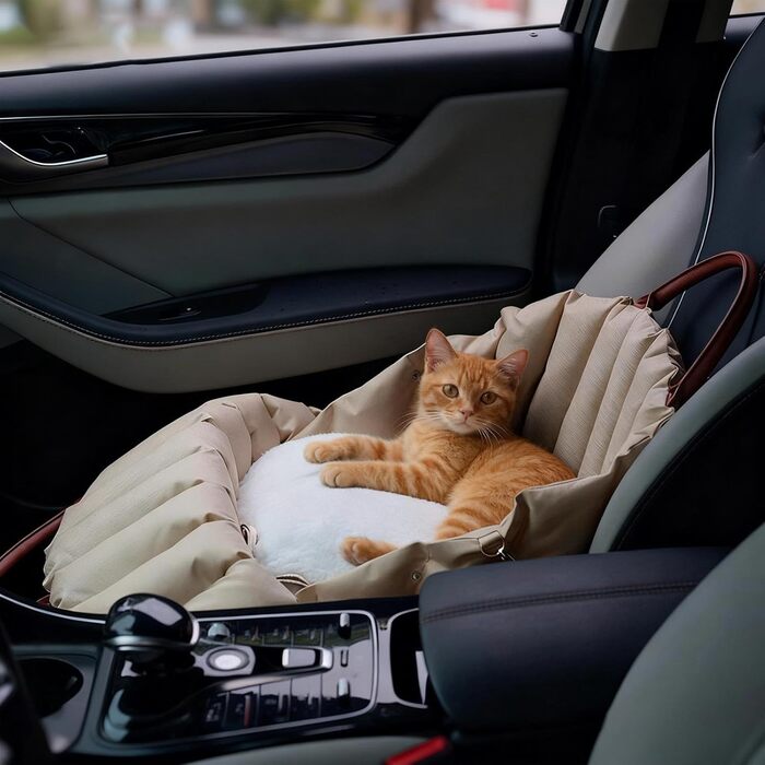 Автокрісло для собак, переноска для собак до 5 кг, неслизьке автокрісло для собак, стильне автокрісло для собак (сірий)