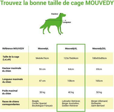 PAITSY Клітка для собак для дому MouvedyXL, 123x79x84 см, 2XL транспортна переноска з фіксованими колесами, складна, 2 двері, знімний піддон