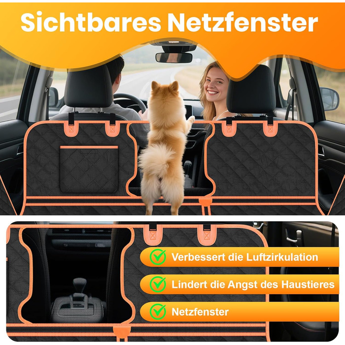 Захист для заднього сидіння авто для собак, 600D, водовідштовхувальний, стійкий до подряпин, з боковими захистами та оглядовим вікном, універсальний, для собак