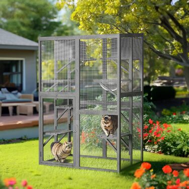 Вольтек (Wiltec) вольєр для котів 116 x 82 x 175,7 см, вольєр для котів з дерева з ПВХ-покриттям, 5 ярусів, для саду, балкону