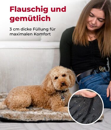 Ексклюзивне лежанка-ковдра для собак HS-Hundebett, м'яка, з наповнювачем, антиковзна, прана, 65x95 см, беж, вироблено в Німеччині