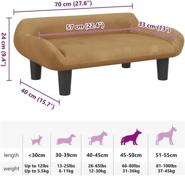 Килимок для собак VidaXL, м'який лежак для собак, диван-софа для маленьких собак, лежанка для домашніх тварин, лежанка для котів, велюр (коричневий)